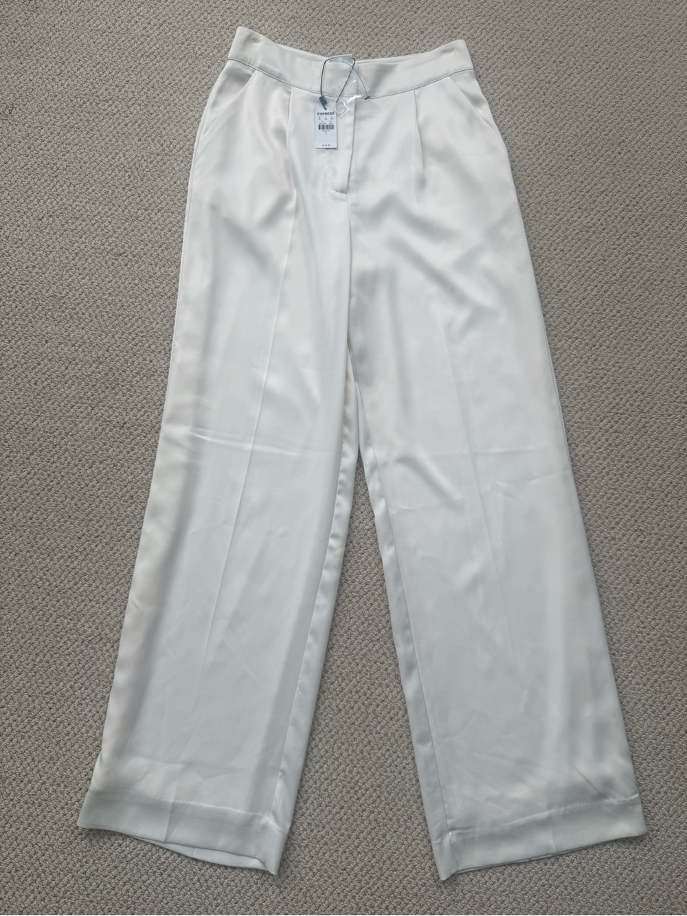 Express Women's Wide-Leg Satin Pants - Off-White